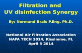 Filtration and UV disinfection Synergy By: Normand Brais P.Eng, Ph.D. National Air Filtration Association NAFA TECH 2014, Kissimme, FL April 3 2014.