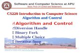May 19, 2015 1  Algorithm and Control  Diversion Handle  Binary Fork  Multiple Choice  Iterative /loop CS220 Introduction to Computer Science Algorithm.