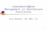 1 Clostridium difficile Management in Healthcare Facilities Gail Bennett, RN, MSN, CIC.