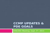 CCMP UPDATES & PDE GOALS STAC/EIC Meeting– Sept. 5 th, 2013.