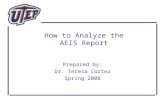 Spring 2008 How to Analyze the AEIS Report Prepared by: Dr. Teresa Cortez Spring 2008.