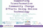 Supporting Transformative Community Change Efforts Using Online Technology Christina Holt, Jerry Schultz, Stephen Fawcett, Bill Berkowitz, Vincent Francisco,