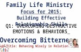 Q1: OVERCOMING DESTRUCTIVE EMOTIONS & BEHAVIORS Family Life Ministry Focus for 2015: Building Effective Relationship Skills Overcoming Bitterness (Sub-Title: