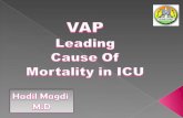 *VAP....... 25% of all nosocomial infections in ICU. *VAP......... 10 -25% of all mechanical ventilated patients. *VAP........ 20-50% morbidity and mortality.