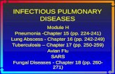 INFECTIOUS PULMONARY DISEASES Module H Pneumonia -Chapter 15 (pp. 224-241) Lung Abscess - Chapter 16 (pp. 242-249) Tuberculosis – Chapter 17 (pp. 250-259)