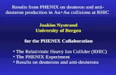 Results from PHENIX on deuteron and anti- deuteron production in Au+Au collisions at RHIC Joakim Nystrand University of Bergen for the PHENIX Collaboration.