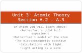 In which you will learn about: Rutherford’s gold foil experiment Rutherford’s model of the atom The electromagnetic spectrum Calculations with light Light.