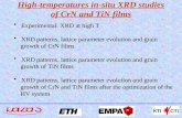 High-temperatures in-situ XRD studies of CrN and TiN films Experimental: XRD at high T Experimental: XRD at high T XRD patterns, lattice parameter evolution.