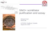 SNO+ scintillator purification and assay Richard Ford SNOLAB LRT 20 10, Sudbury, Canada August 2 9, 20 10.