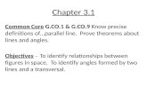 Chapter 3.1 Common Core G.CO.1 & G.CO.9 Know precise definitions of…parallel line. Prove theorems about lines and angles. Objectives – To identify relationships.