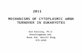 2011 MECHANISMS OF CYTOPLASMIC mRNA TURNOVER IN EUKARYOTES Kim Keeling, Ph.D. kkeeling@uab.edu Room 456, Bevill Bldg 975-6585.