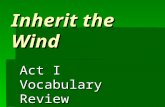 Inherit the Wind Act I Vocabulary Review. Vocabulary Definitions  Select the vocabulary word that corresponds to each of the following definitions.