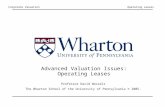 Corporate ValuationOperating Leases Advanced Valuation Issues: Operating Leases Professor David Wessels The Wharton School of the University of Pennsylvania.
