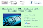 1 Standards for SNPs Analysis with Decision Trees Tools. Linda Fiaschi Supervisors: Jon Garibaldi Natalio Krasnogor IMA Seminar 24/02/2009.
