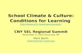 School Climate & Culture: Conditions for Learning   CNY SEL Regional Summit November.