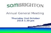 Annual General Meeting Thursday 2nd October 2014 1.30 pm.