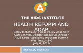 THE AIDS INSTITUTE The AIDS Institute HEALTH REFORM AND ADAP Emily McCloskey, Public Policy Associate Carl Schmid, Deputy Executive Director AIDS Drug.