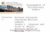 Presenters: Promoting Regulatory Excellence Expungement of Disciplinary Orders Richard Steinecke Steinecke Maciura LeBlanc Sandra L. Johanson and Scott.
