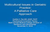 Multicultural Issues in Geriatric Practice: A Palliative Care Approach Cynthia X. Pan MD, AGSF, FACP Psychosocial Consortium Plenary Weill Cornell Medical.