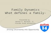 Driving Uncertainty into Opportunity Family Dynamics What defines a family- Presented by: Nathan R. Basford, Jr. Florida State University.