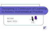 Designing a Continuum of Learning to Assess Mathematical Practice NCSM April, 2011.