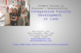 Student Success is Everyone’s Responsibility : Integrative Faculty Development at Lane Anne McGrail, PhD Mary Parthemer, MSW, LCSW Lane Community College.