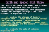 (6) Earth in space and time. The student knows the evidence for how Earth's atmospheres, hydrosphere, and geosphere formed and changed through time. The.