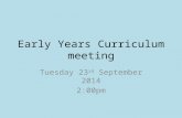 Early Years Curriculum meeting Tuesday 23 rd September 2014 2:00pm.