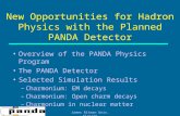 James Ritman Univ. Giessen New Opportunities for Hadron Physics with the Planned PANDA Detector Overview of the PANDA Physics Program The PANDA Detector.