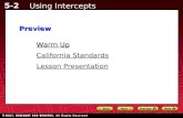 5-2 Using Intercepts Warm Up Warm Up Lesson Presentation Lesson Presentation California Standards California StandardsPreview.