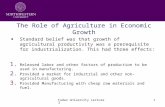 Fudan University Lecture 31 The Role of Agriculture in Economic Growth Standard belief was that growth of agricultural productivity was a prerequisite.
