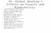 XV. Global Warming's Effects on Forests and Biodiversity The makeup and location of world's forests will change Due to seed movement by animals forests.