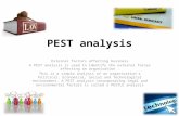 PEST analysis External factors affecting business A PEST analysis is used to identify the external forces affecting an organisation. This is a simple analysis.