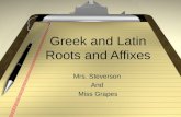Greek and Latin Roots and Affixes Mrs. Steverson And Miss Grapes.