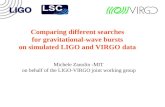 Comparing different searches for gravitational-wave bursts on simulated LIGO and VIRGO data Michele Zanolin -MIT on behalf of the LIGO-VIRGO joint working.