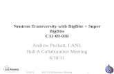 Neutron Transversity with BigBite + Super BigBite C12-09-018 Andrew Puckett, LANL Hall A Collaboration Meeting 6/10/11 1Hall A Collaboration Meeting.