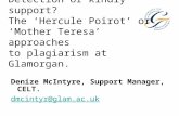Detection or kindly support? The ‘Hercule Poirot’ or ‘Mother Teresa’ approaches to plagiarism at Glamorgan. Denize McIntyre, Support Manager, CELT. dmcintyr@glam.ac.uk.