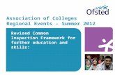 Association of Colleges Regional Events – Summer 2012 Revised Common Inspection Framework for further education and skills: