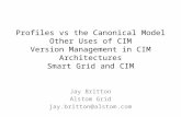 Profiles vs the Canonical Model Other Uses of CIM Version Management in CIM Architectures Smart Grid and CIM Jay Britton Alstom Grid jay.britton@alstom.com.