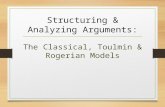 Structuring & Analyzing Arguments: The Classical, Toulmin & Rogerian Models.
