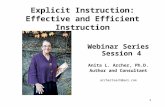1 Explicit Instruction: Effective and Efficient Instruction Webinar Series Session 4 Anita L. Archer, Ph.D. Author and Consultant archerteach@aol.com.