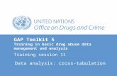 Data analysis: cross-tabulation GAP Toolkit 5 Training in basic drug abuse data management and analysis Training session 11.