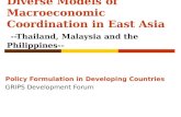 Diverse Models of Macroeconomic Coordination in East Asia --Thailand, Malaysia and the Philippines-- Policy Formulation in Developing Countries GRIPS Development.