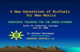 By Charles Bensinger Vice President EDDORADO BIOFUELS LLC WORKFORCE TRAINING FOR THE GREEN ECONOMY Santa Fe Community College June 25, 2008 A New Generation.