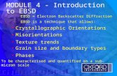 © Oxford Instruments Analytical Limited 2001 MODULE 4 - Introduction to EBSD Crystallographic Orientations Misorientations Texture trends Grain size and.