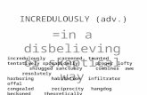 INCREDULOUSLY (adv.) =in a disbelieving or skeptical way incredulously careened taunted tentatively sporadically proper lofty shrugged sanctuary combines.