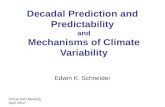 Decadal Prediction and Predictability and Mechanisms of Climate Variability Edwin K. Schneider COLA SAC Meeting April 2012.