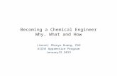 Becoming a Chemical Engineer Why, What and How (Jason) Zhenyu Huang, PhD AIChE Apprentice Program January15 2013.