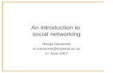 An introduction to social networking Marga Navarrete m.navarrete@imperial.ac.uk 1 st June 2007.