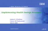 Human Resources On-Demand Health Benefits Implementing Health Savings Accounts James G. O’Sullivan Senior HR Professional March 2008 © 2005 IBM Corporation.